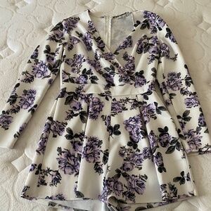 Purple floral romper
